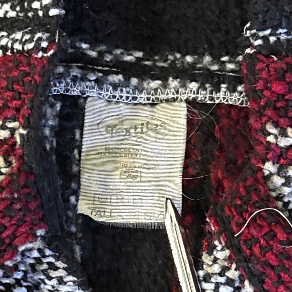 Y2K Textiles Gray Black Maroon Striped Hooded Poncho Women's Medium - Picture 4 of 6